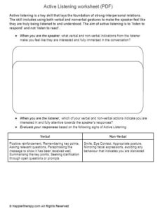 Active Listening Worksheet Pdf Happiertherapy