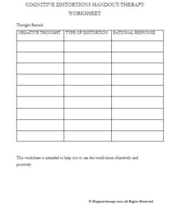 Cognitive Distortions Handout Therapy Worksheet Happiertherapy