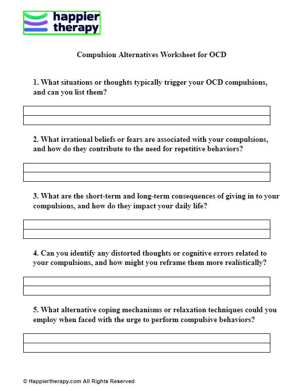 Compulsion Alternatives Worksheet For OCD HappierTHERAPY