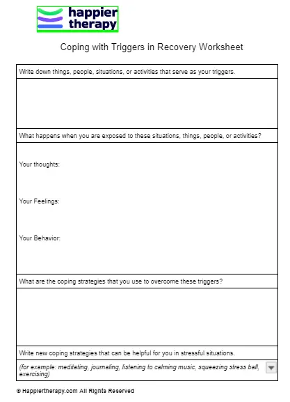 Coping With Triggers In Recovery Worksheet Happiertherapy