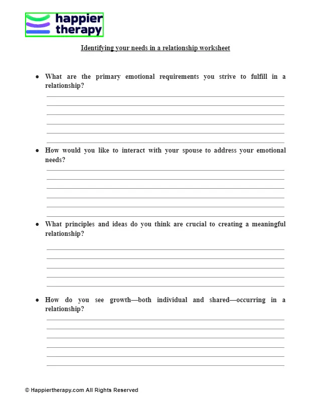 Identifying Your Needs In A Relationship Worksheet Happiertherapy