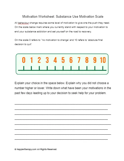 Motivation Worksheet Substance Use Motivation Scale HappierTHERAPY