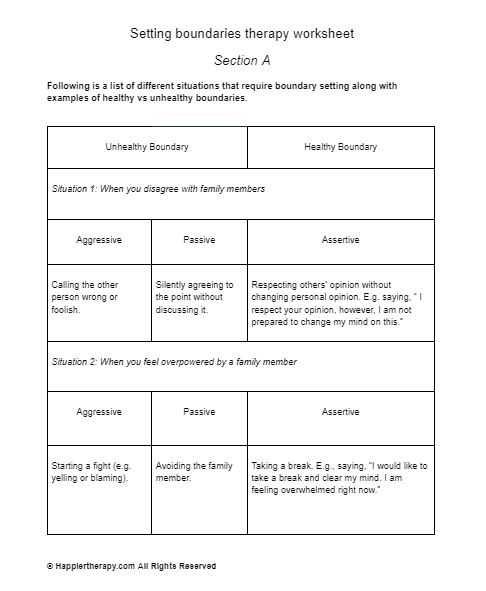 Setting Boundaries Therapy Worksheet Happiertherapy