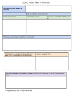 ADHD Focus Plan Worksheet - HappierTHERAPY