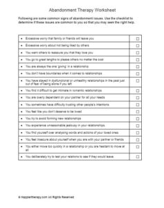 Abandonment Therapy Worksheet HappierTHERAPY