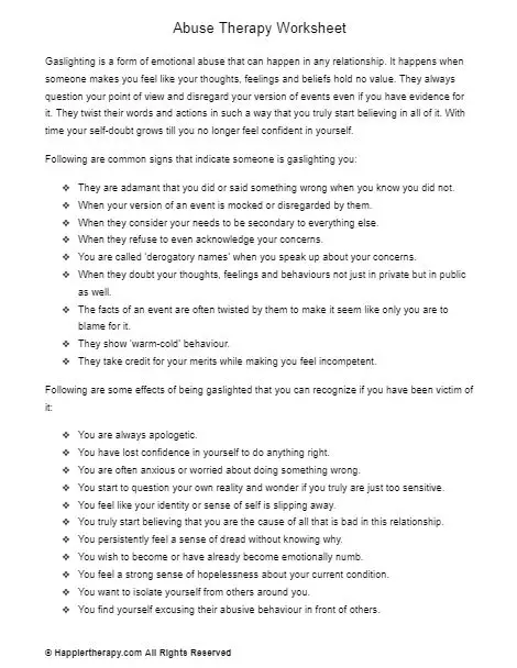 Abuse Therapy Worksheet | HappierTHERAPY