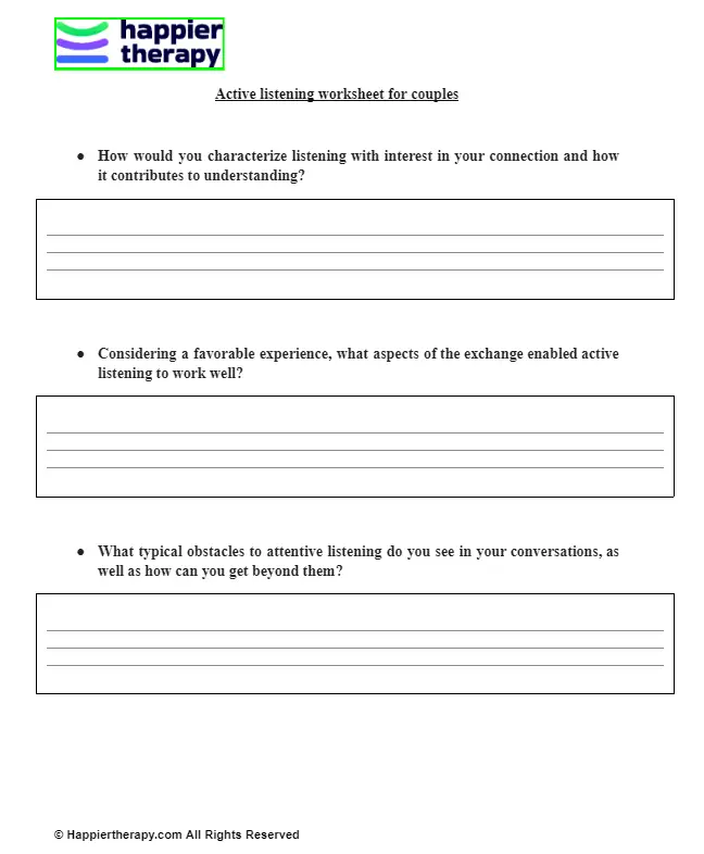 Active Listening Worksheet For Couples | HappierTHERAPY