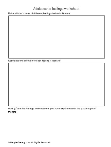 Adolescents Feelings Worksheet | HappierTHERAPY