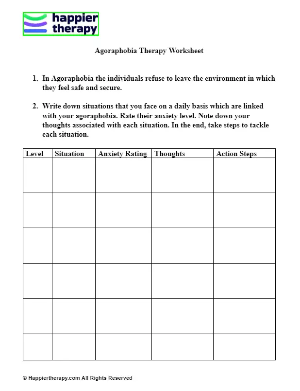 Agoraphobia Therapy Worksheet | HappierTHERAPY