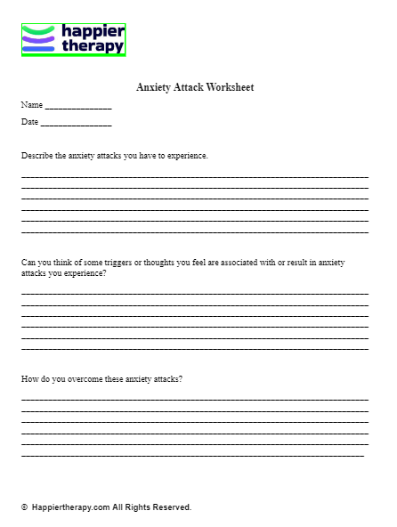 Anxiety Attack Worksheet | HappierTHERAPY