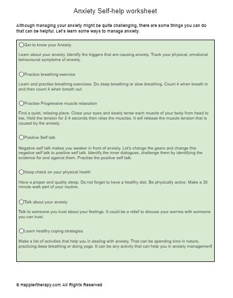 Anxiety Self-help Worksheet | HappierTHERAPY