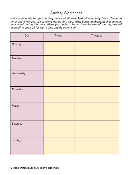 Anxiety Worksheet - HappierTHERAPY