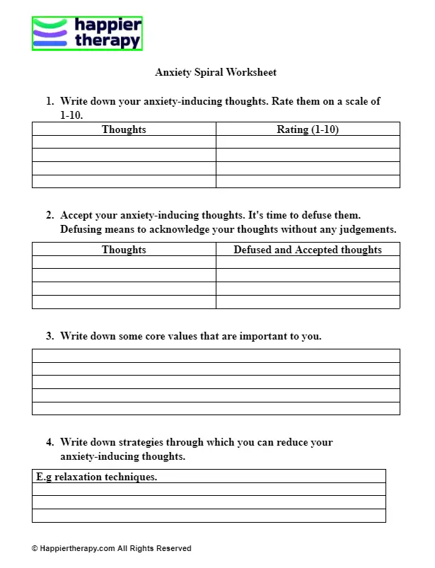 Anxiety Spiral Worksheet | HappierTHERAPY