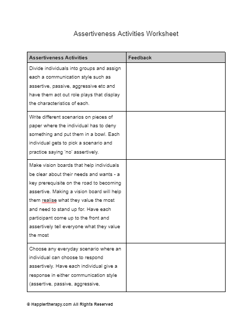 Printable Printable Assertive Communication Worksheet