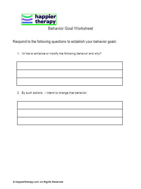 Behavioral Goal Worksheet | HappierTHERAPY