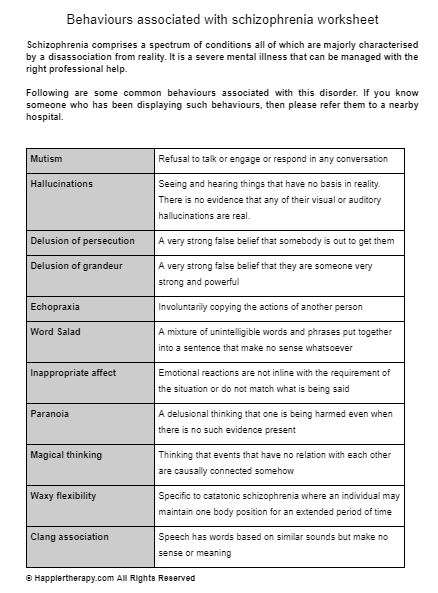 Schizophrenia Worksheets The Psychosis Workbook Schizophrenia Worksheets The Psychosis Workbook