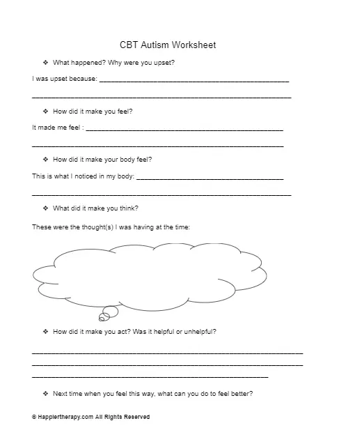 CBT Autism Worksheet | HappierTHERAPY