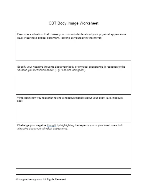 CBT Body Image Worksheet | HappierTHERAPY