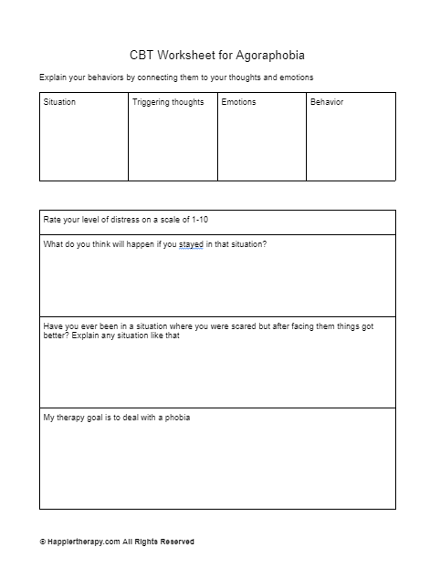 Agoraphobia Cbt Worksheets