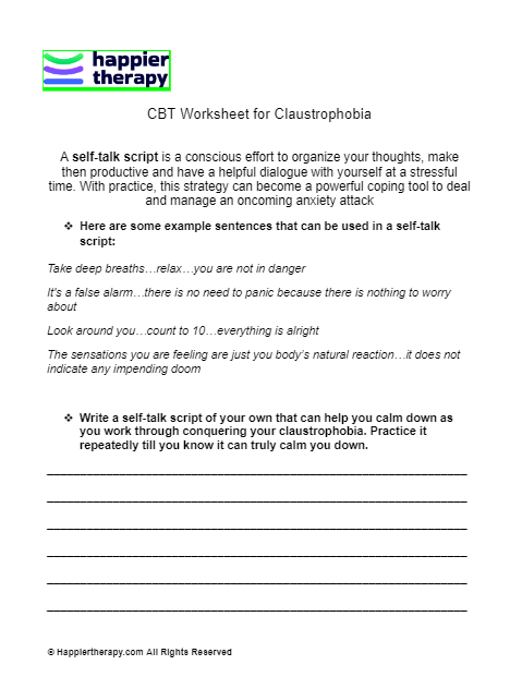 CBT Worksheet For Claustrophobia | HappierTHERAPY