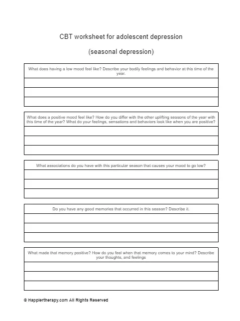 cbt depression homework