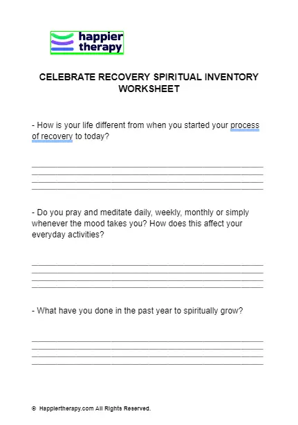CELEBRATE RECOVERY SPIRITUAL INVENTORY WORKSHEET | HappierTHERAPY
