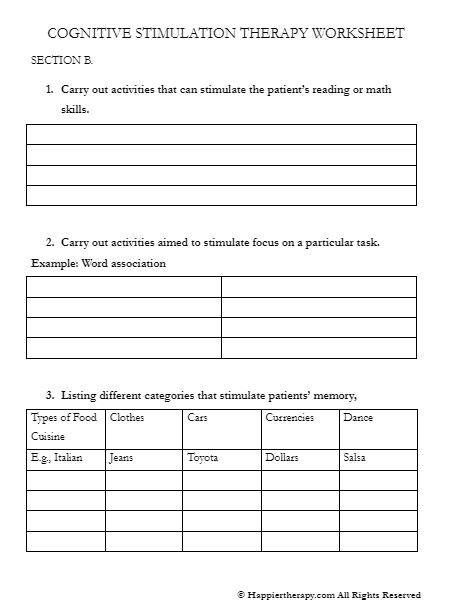 COGNITIVE STIMULATION THERAPY WORKSHEET | HappierTHERAPY