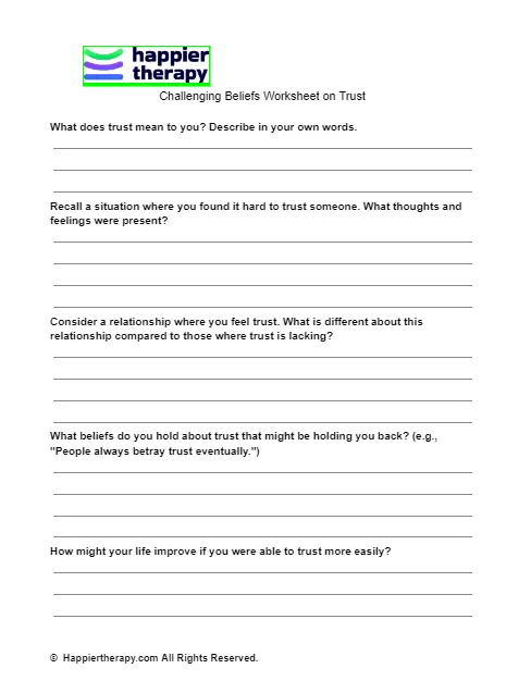 Challenging Beliefs Worksheet On Trust HappierTHERAPY