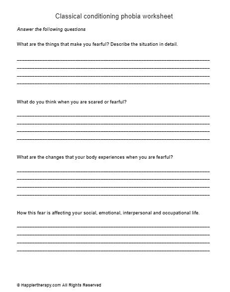 Classical Conditioning Phobias Worksheet | HappierTHERAPY