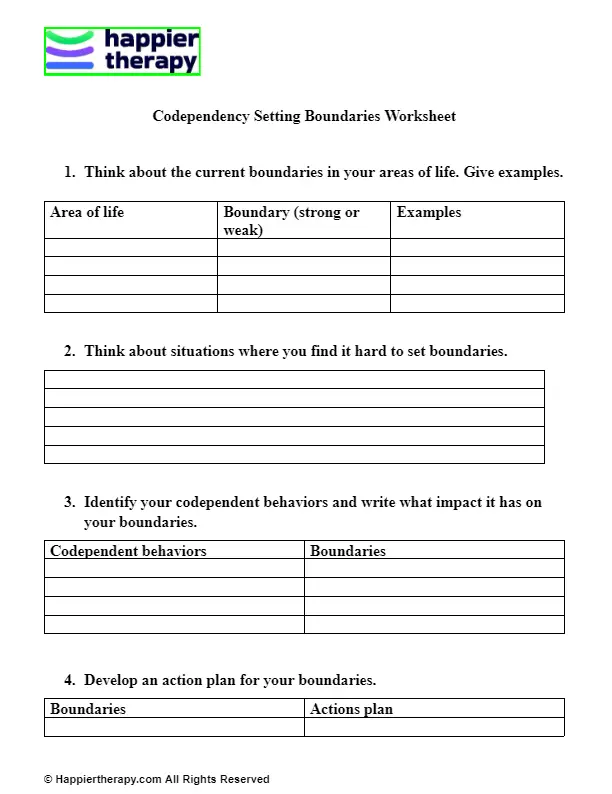 Codependency Setting Boundaries Worksheet HappierTHERAPY