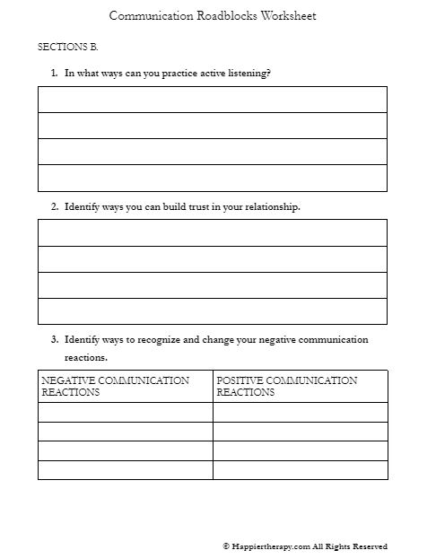 Communication Roadblocks Worksheet | HappierTHERAPY