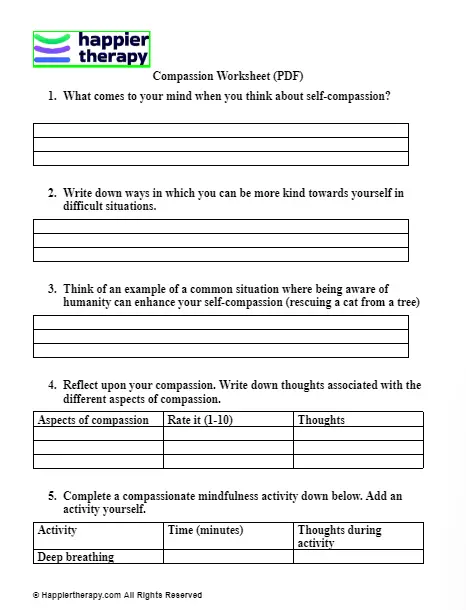 Compassion Worksheet (PDF) | HappierTHERAPY