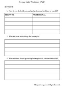 Coping Skills Worksheet (PDF) HappierTHERAPY
