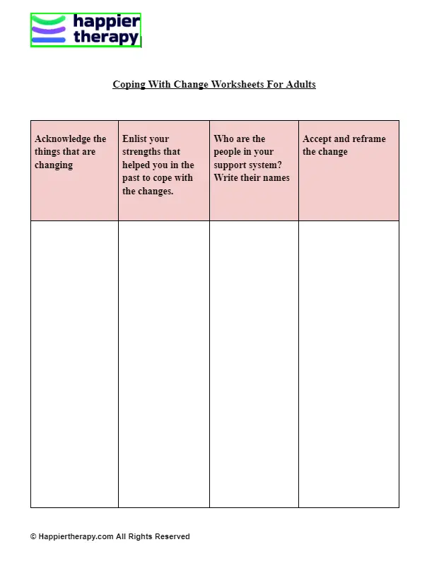 Coping With Change Worksheets For Adults 