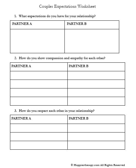 Relapse Prevention Worksheets For Couples