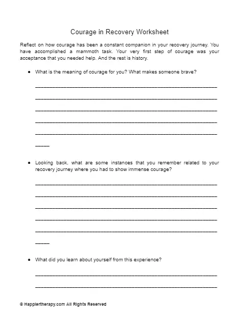 Courage In Recovery Worksheet | HappierTHERAPY