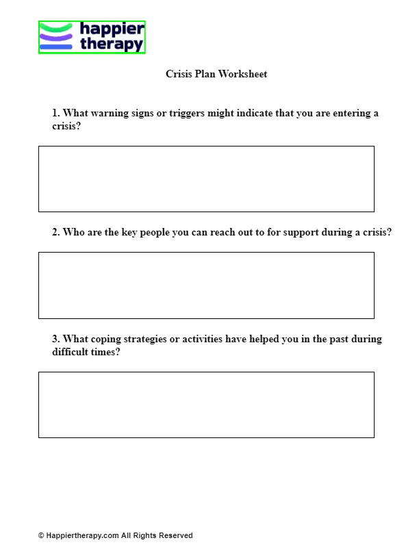 Crisis Plan Worksheet | HappierTHERAPY