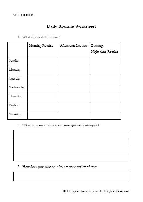 daily routines worksheet