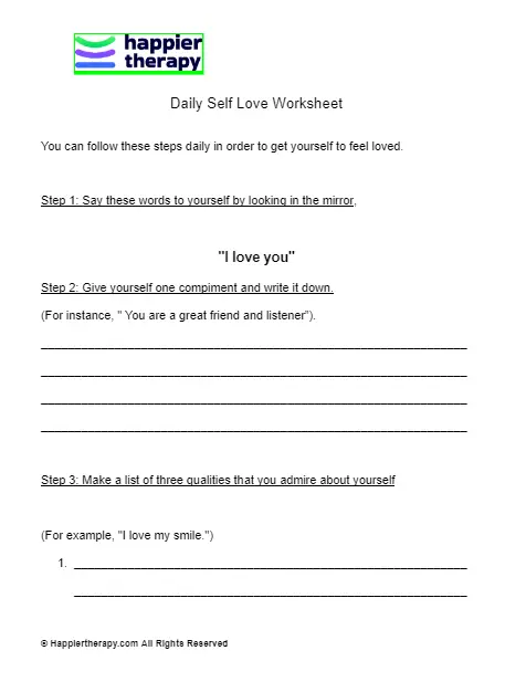 Daily Self Love Worksheet 