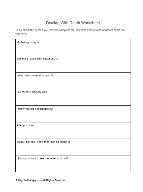 Dealing With Death Worksheet | HappierTHERAPY