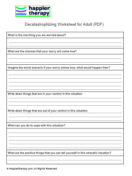 Decatastrophizing Worksheet For Adults (PDF) | HappierTHERAPY