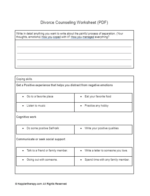 Divorce Counseling Worksheet Happiertherapy 