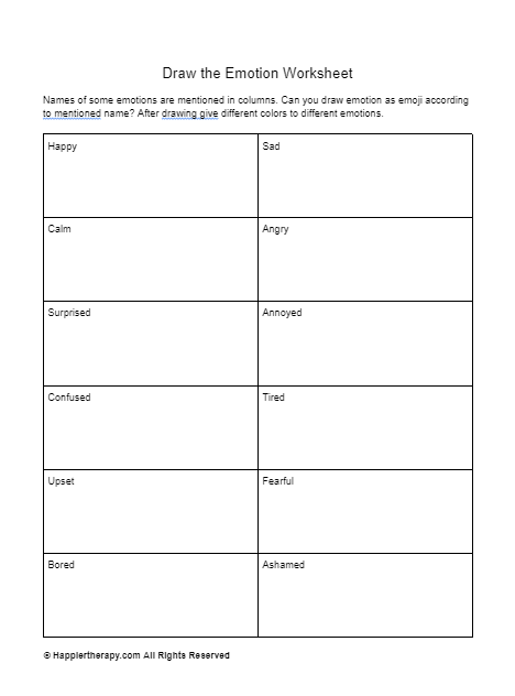 Draw The Emotion Worksheet | HappierTHERAPY