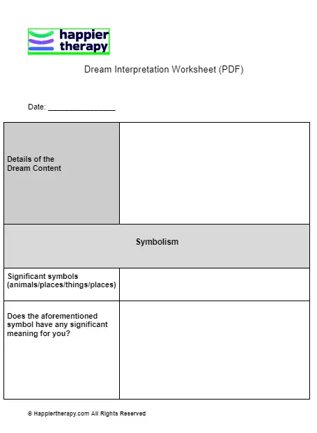 Dream Interpretation Worksheet (PDF) | HappierTHERAPY