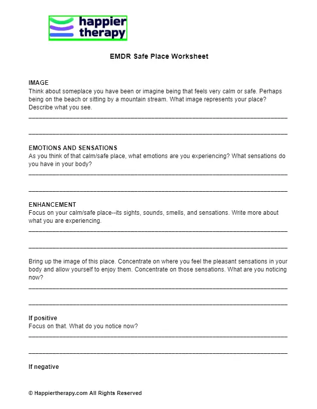 Emdr Safe Place Worksheet Happiertherapy 9084