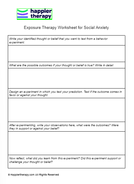 Exposure Therapy Worksheet For Social Anxiety HappierTHERAPY