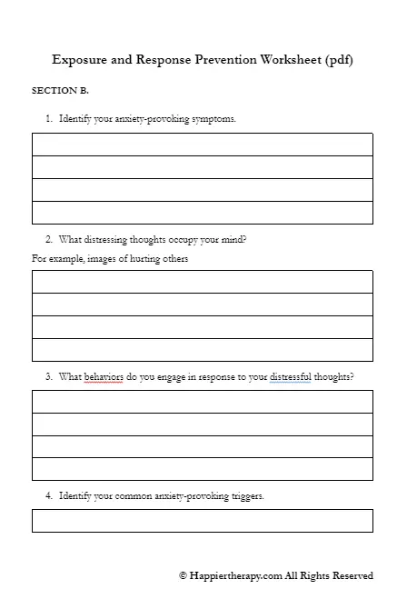 Exposure And Response Prevention Worksheet | HappierTHERAPY