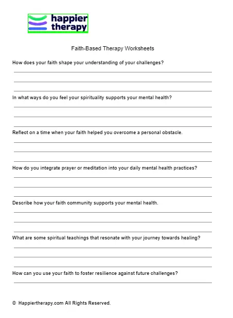 Faith Based Therapy Worksheets HappierTHERAPY
