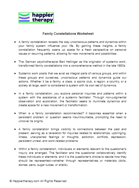 Family Constellations Worksheet HappierTHERAPY Family Constellations Worksheet HappierTHERAPY