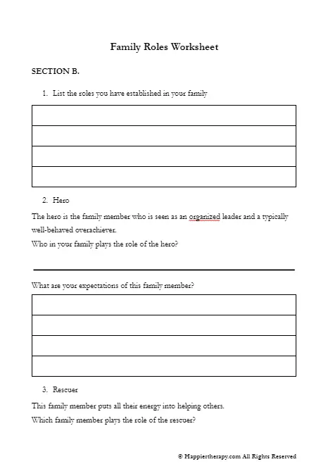 Family Roles Worksheet | HappierTHERAPY